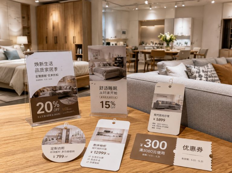 海南家具门店单页海报与吊牌